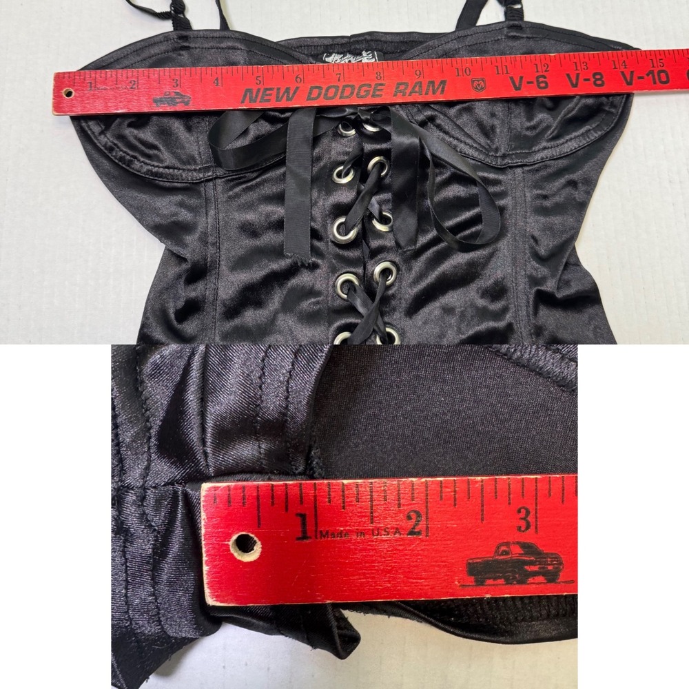 Vintage 90s/Y2K Phaze Corset Micro Romper Black Euro Grunge Rave Cybercore Punk - Picture 8 of 9
